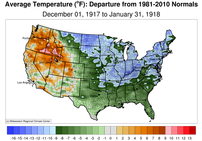 Temperature Departure from Normal, USA
